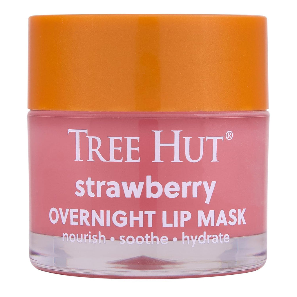 Tree Hut Strawberry Overnight Lip Mask, Hydrating & Moisturizing Lip Treatment With Shea Butter, Vitamin E, Nourishing Lip Care For Soft, Smooth Lips, Overnight Lip Repair Balm, 0.6 Oz