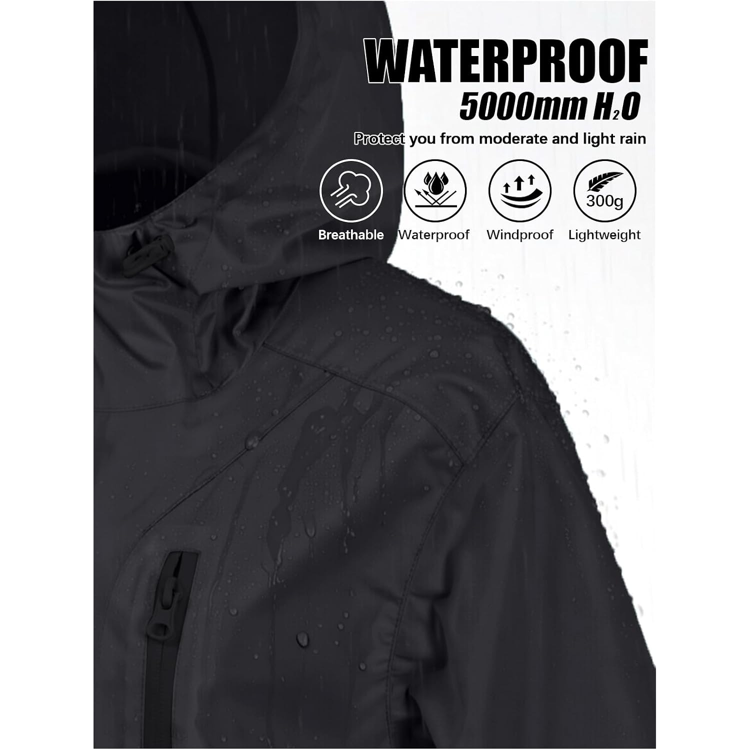 Lightweight Rain Jacket Women Packable Wind Breaker Light Rain Jacket Women Waterproof Travel Raincoat S-Xxl