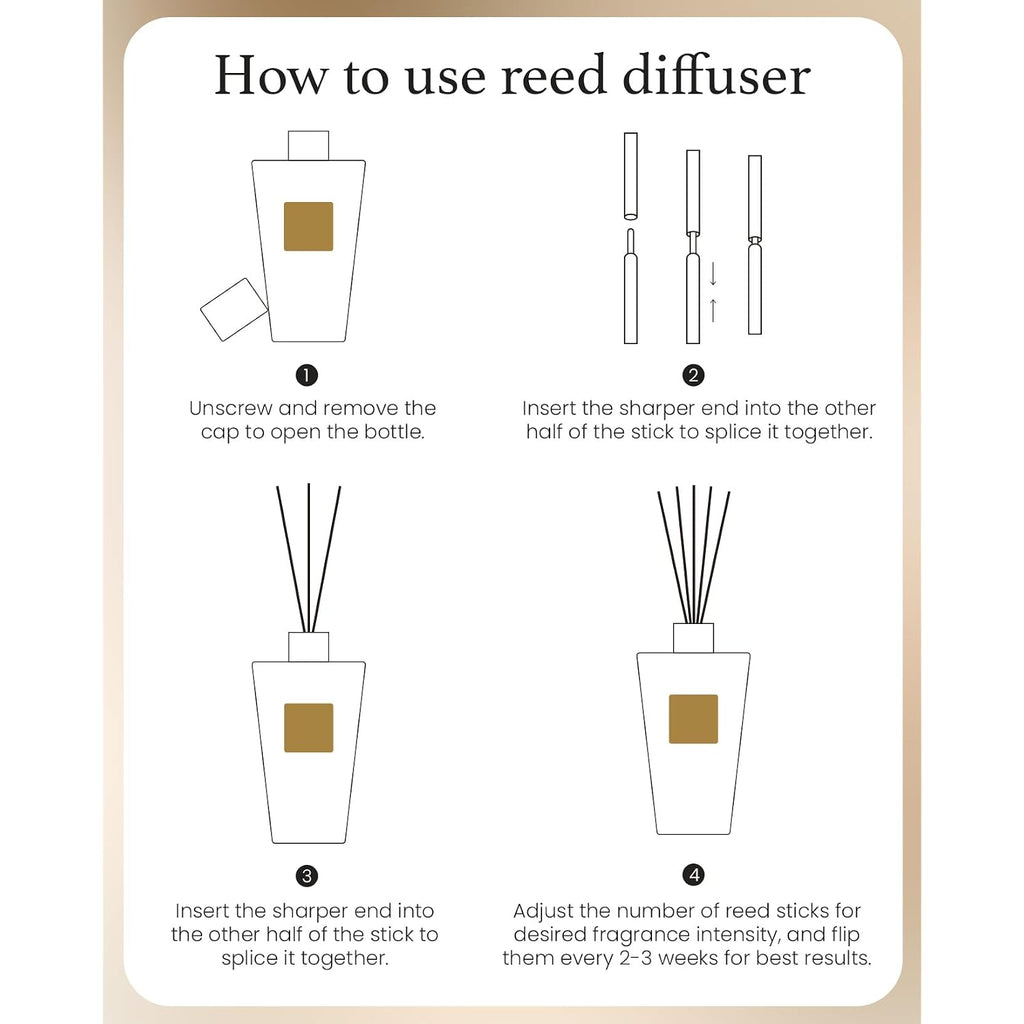 M&Sense Rose Amber Reed Diffuser Set - 8.79Fl Oz Home Fragrance Non-Toxic Essential Oil Diffuser With All Natural Sticks, Air Freshner Gifts For Bathroom Bedroom Office Home Decor