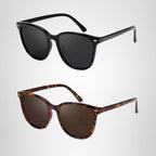 2 Packs Sunglasses for Women Polarized UV400 Protection Lens Big Frame Fashion Glasses Trendy Stylish Shade A01(2 Pack)black Frame/Grey Lens+tortoise Frame/Brown Lens
