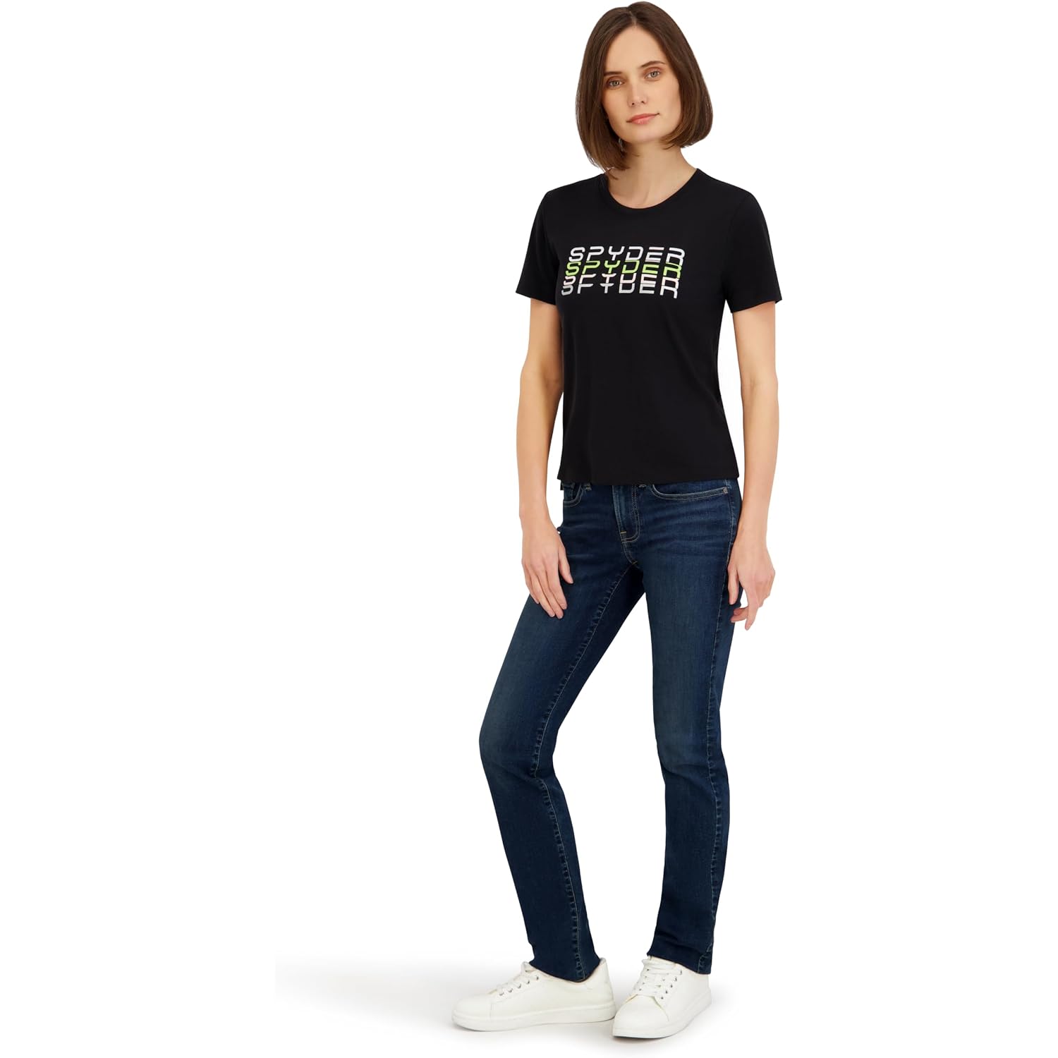 Spyder Women'S Rhinestone Wordmark Graphic Short Sleeve Tee T-Shirt