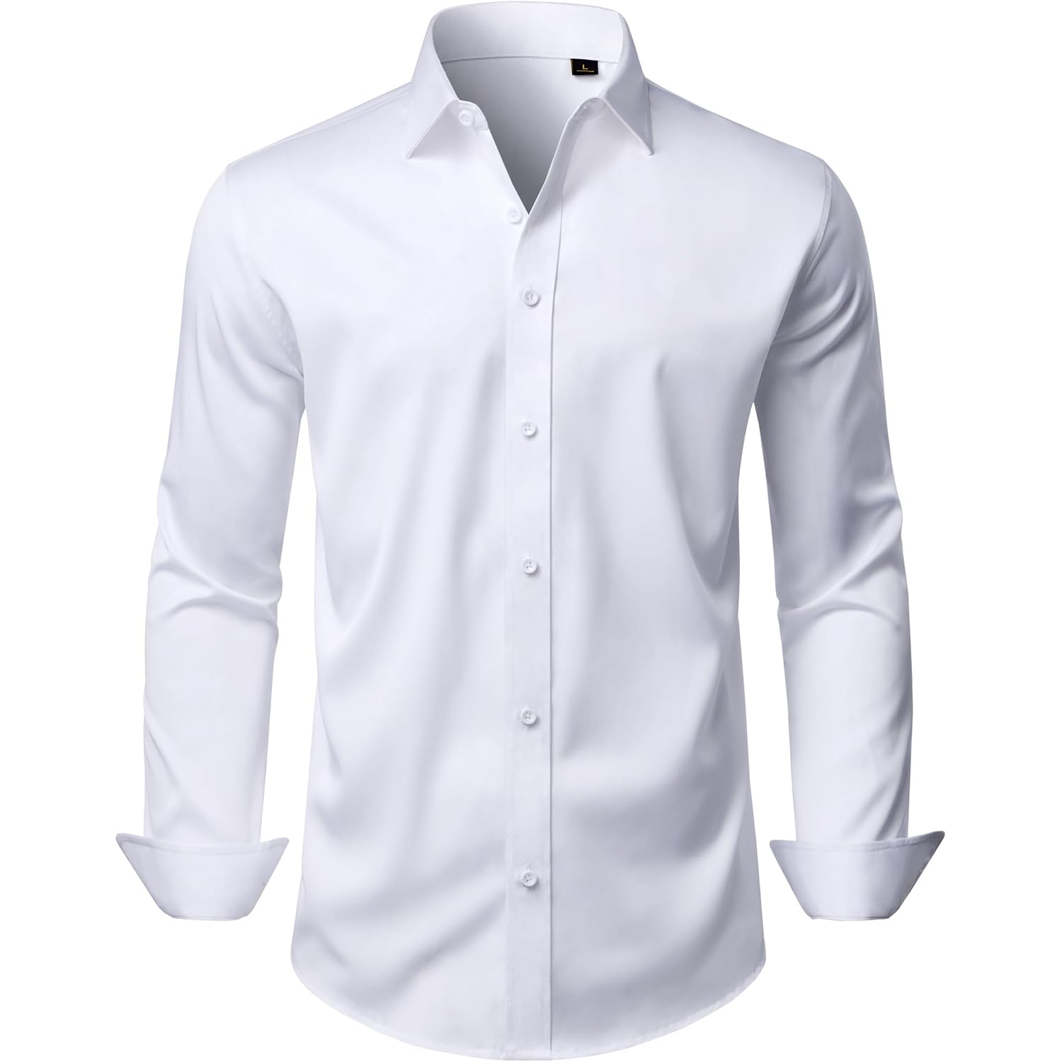 Mens Wrinkle-Free Dress Shirts Long Sleeve Stretch Flex Button Down Shirt | Regular Fit, Back Darts, Crisp Collar, Adjustable Cuffs, Easy Care, Business Casual, Button Up, Professional, Wedding, Prom