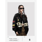 Aelfric Eden Faux Leather Racing Jacket Oversized Motorcycle Biker Racer Jackets Streetwear Unisex