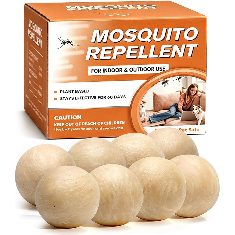 Scfkaof Mosquito Repellent Outdoor Patio, Mosquito Deterrent For Yard, Indoor Mosquito Repellent Balls, Mosquito Repeller For Patio, Keep Mosquito Away, Covers 120 Sq. Ft, 60 Days Protection-8 Packs