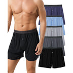 5 Pack Mens Underwear,Rayon Made From Bamboo Boxers For Men,Cooling Soft Boxer Shorts,No Reding Up Long Leg