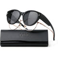 LOHO Sunglasses That Fit Over Glasses, Over Glasses Sunglasses for Women Men, Polarized UV400 Driving Shades Cat Eye Black