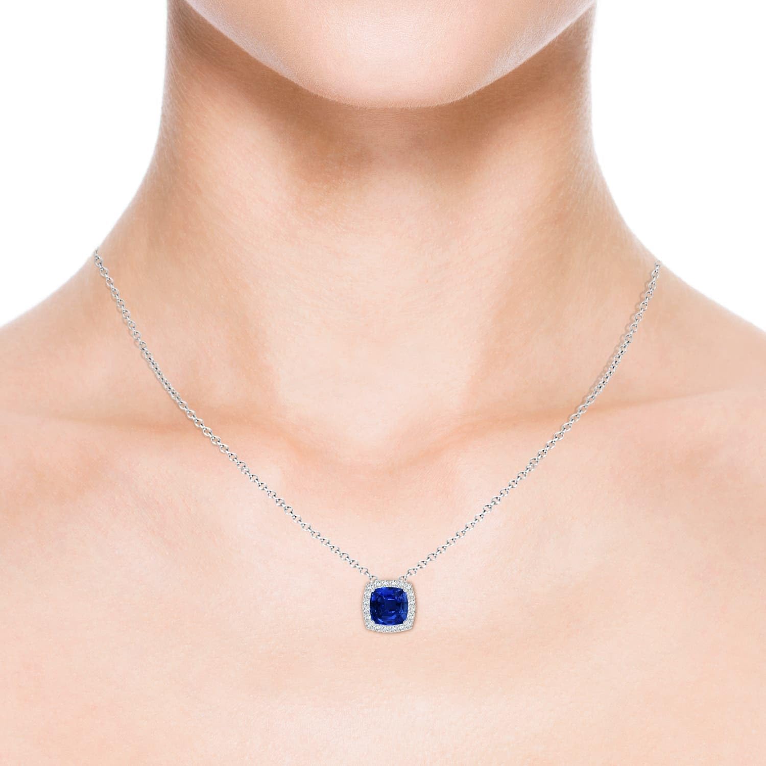Angara Lab Grown Blue Sapphire Pendant for Women | Vintage in 14K Solid Gold/Platinum With 18" Chain | September Birthday, Anniversary, Gemstone Jewelry Gift