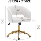 Home Office Chair Swivel Velvet Desk Chair Accent Armchair Upholstered Modern Tufted Chairs With Gold Base For Girls Women Ergonomic Study Seat Computer Task Stools For Living Room(Cream)