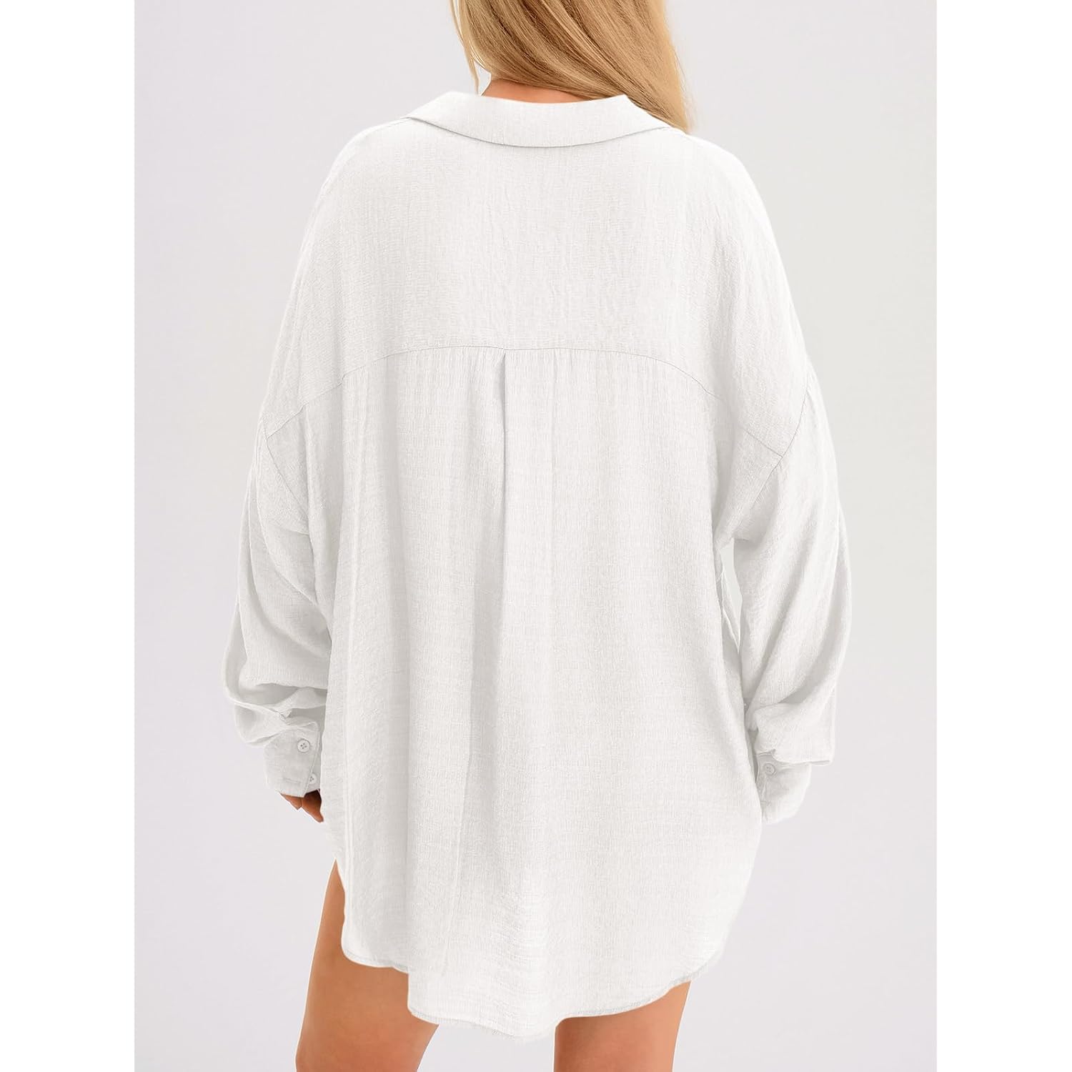 Saodimallsu Womens Oversized Button Down Shirts Long Sleeve Irregular Hem Blouse Tops