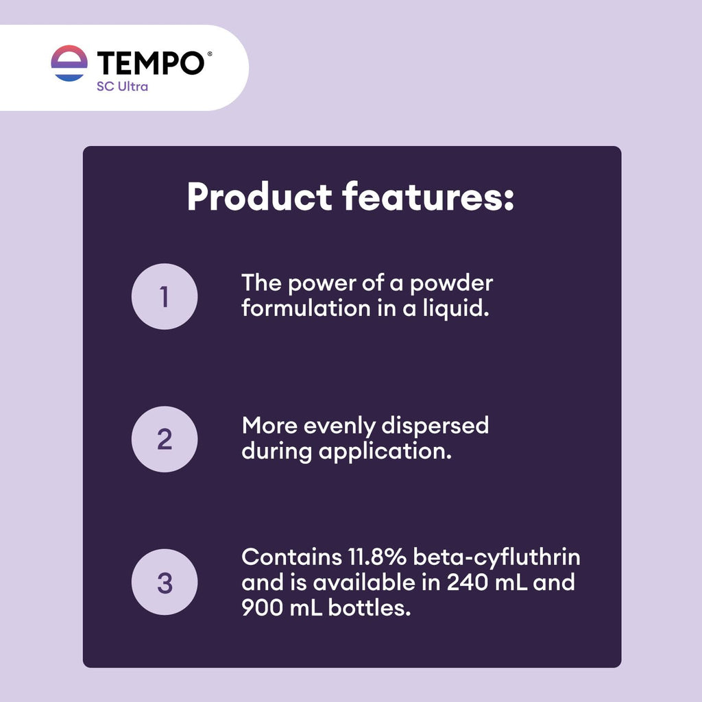 Tempo Sc Ultra Insecticide Concentrate 240 Ml | Fast-Acting Residual Pest Control | Liquid Indoor/Outdoor Bug Killer | Broad-Spectrum Control For Ants, Spiders, And Other Crawling Insects. | Beta-Cyfluthrin