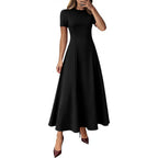 Kirundo Short Sleeve Formal Wedding Guest Dresses For Women, 2026 Summer Pleated Long Flowy Maxi Dress, Two Pockets, A Line