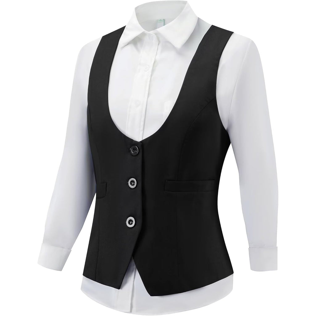 V VOCNI Suit Vest for Women Waistcoat Vest Vintage Steampunk Dressy Casual Racerback Vest Jacket