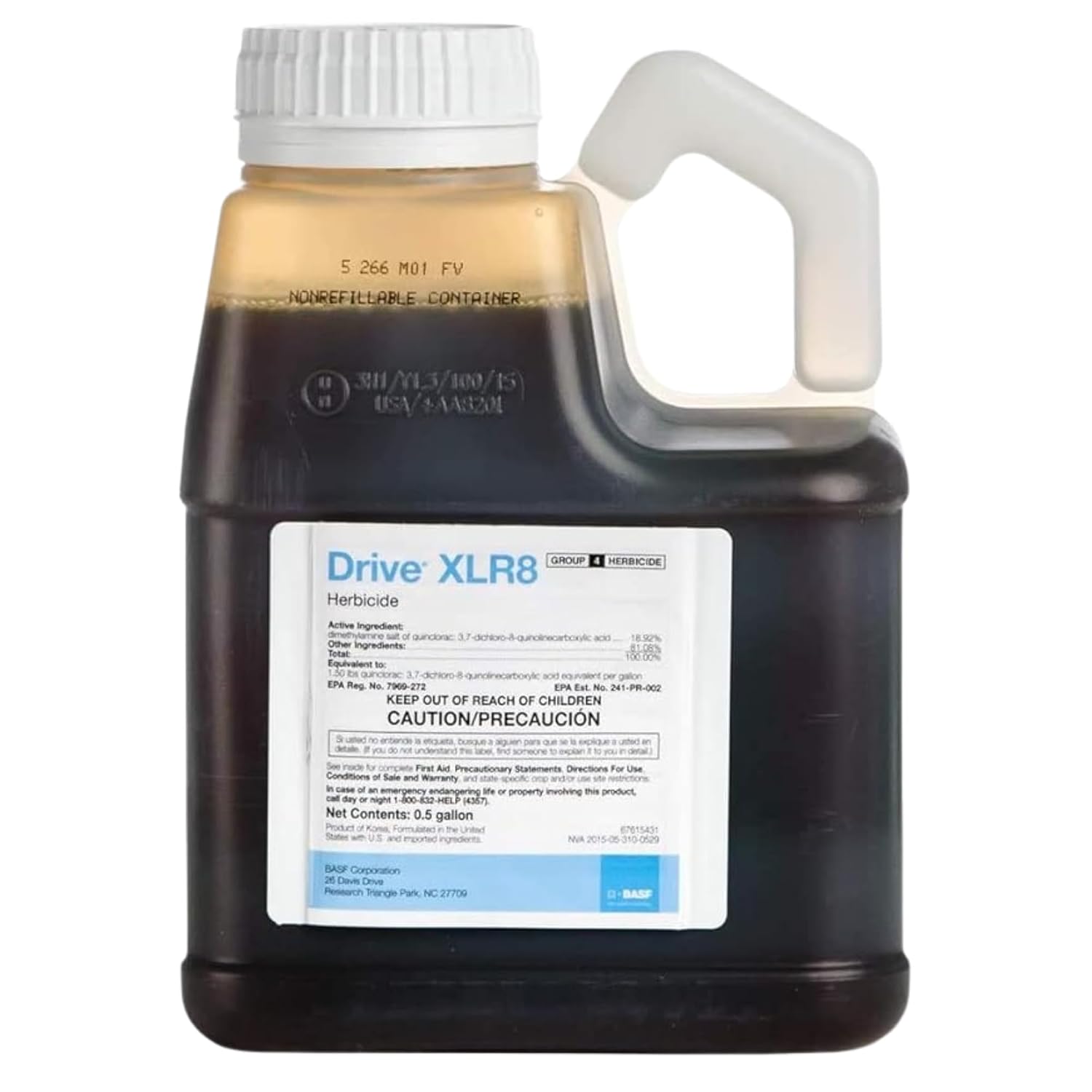 Basf Drive Xlr8 Crabgrass Killer For Lawn & Turf, Post Emergent Grassy & Broadleaf Weed Control, Active Ingredient Quinclorac, 30 Day Residual, Herbicide, Concentrate 64 Ounce