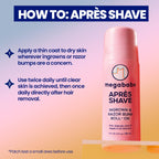 Megababe Après Shave (3.0 fl oz) | Post-Shave & Waxing | Vacation and Hot Weather Must-Have | Ingrown Hair & Razor Bump Roll-On Treatment for Women | Bikini, Armpits & Legs