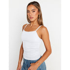 Womens Adjustable Camisole Sleeveless Square Neck Spaghetti Strap Tank Tops Basic Shirt