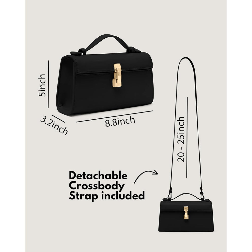 Clutch Purses for Women - Small Purse Top Handle - Evening Bag - Adjustable Crossbody Handbag - Trendy PU Leather