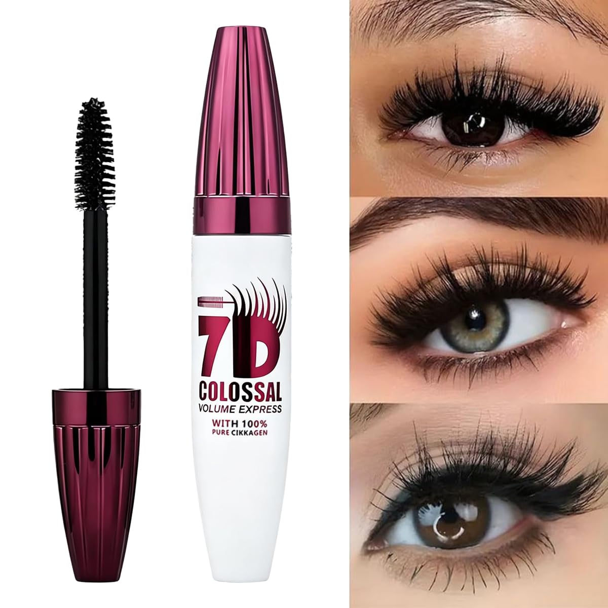 7D Waterproof Volume Mascara, Lengthening Thickening Softer Fuller Lashes Mascara,Long Lasting Natural Curling Lashes for Professional Eye Makeup. 2pcs