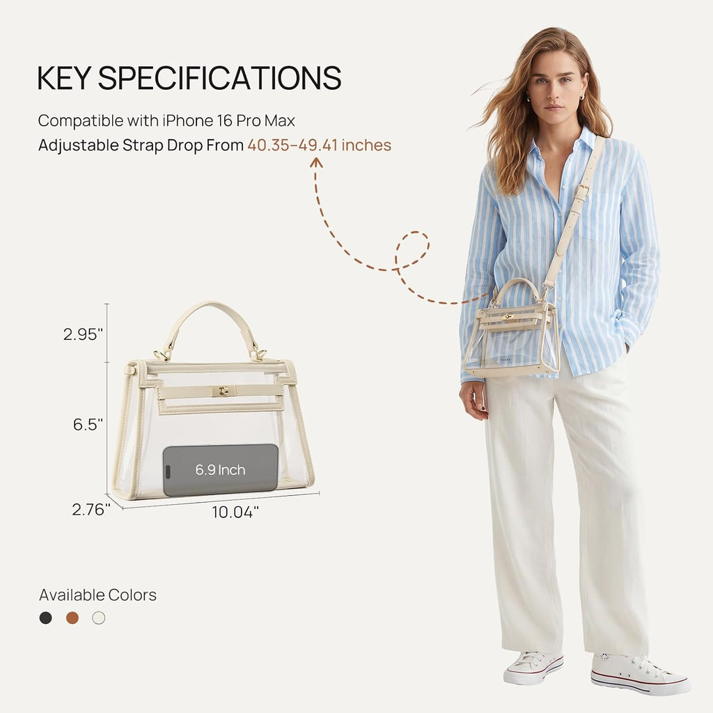 Telena Clear Bag For Stadium Events Pvc Transparent Crossbody Purse For Women With Adjustable Strap For Concerts Game Day