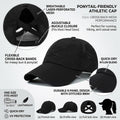 Criss-Cross Ponytail-Baseball-Cap for Women - Adjustable-High-Messy Bun Trucker-Hat Quick-Dry Mesh-Sun-Cap for Outdoor Black