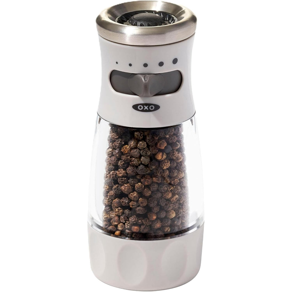 Oxo Good Grips Contoured Mess-Free Pepper Grinder, Adjustable Ceramic Grinder With Five Settings, Black Pepper Mill For Home And Kitchen, Spice Tool And Kitchen Gadget
