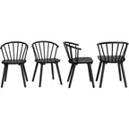 Lue Bona Black Dining Chairs Set Of 4, Farmhouse Wood Dining Chairs With Semicircular Backrest, Spindle Dining Chair For Kitchen And Dining Room, 18 Inch