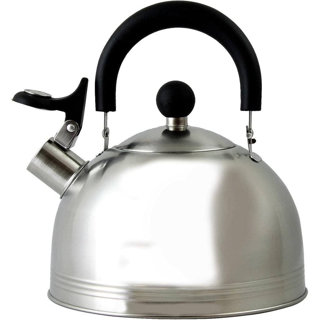 Mr. Coffee Carterton Stainless Steel Whistling Tea Kettle – 1.5-Quart Capacity, Mirror Polish Finish, Durable Tea Kettle for Stovetop, Fast Boiling, Easy Pouring
