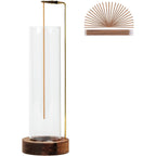 Incense Holder For Sticks, Anti-Ash Flying Incense Burner With 30 Incense Sticks, Detachable Glass Ash Catcher (Wood, Brown)