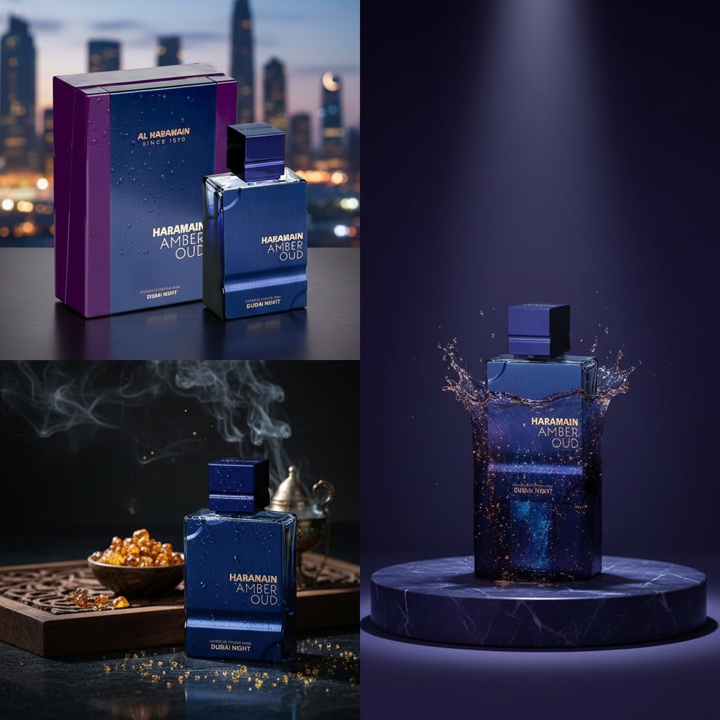 Al Haramain Amber Oud - Dubai Night - Oud Cologne for Men - Amber Perfume for Men - Long Lasting Perfume with Bergamot, Saffron Fragrances - 3.33 oz