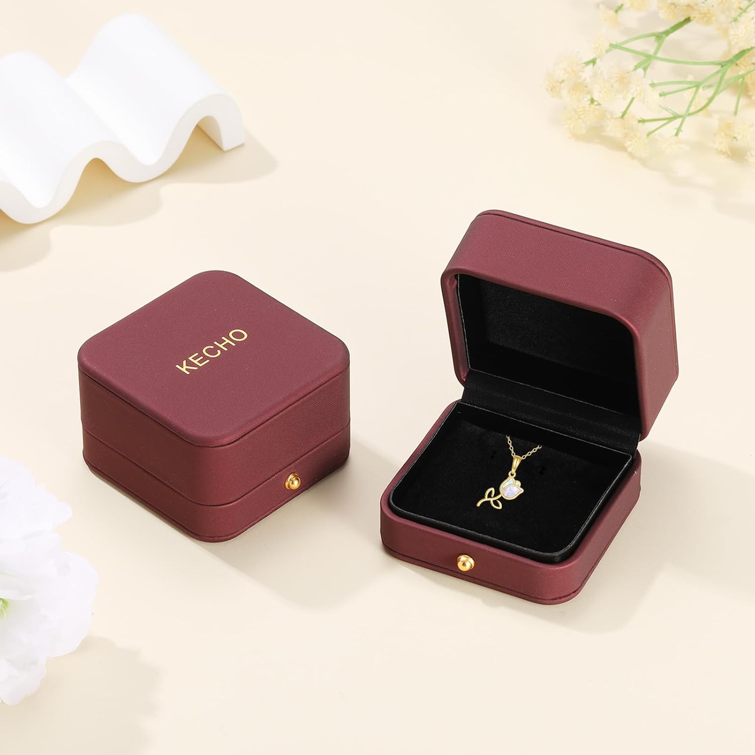KECHO 14K Gold Tulip Flower Necklace Yellow Gold Tulip Flower Pendant Birthday Gifts for Women Jewelry Gifts for Her