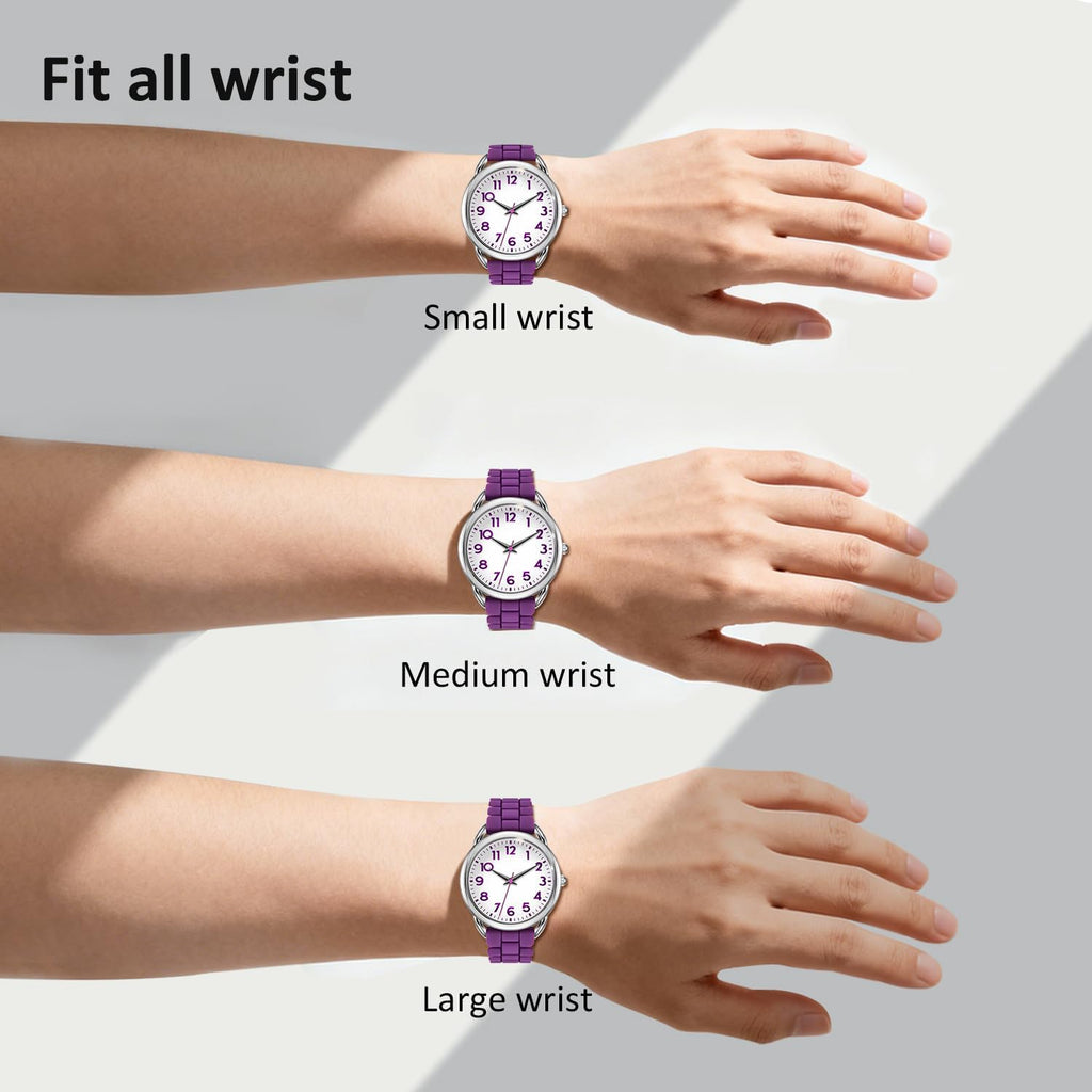 Bisley 35Mm Watches For Women Big Face Easy Reader Silicone Strap Water Proof