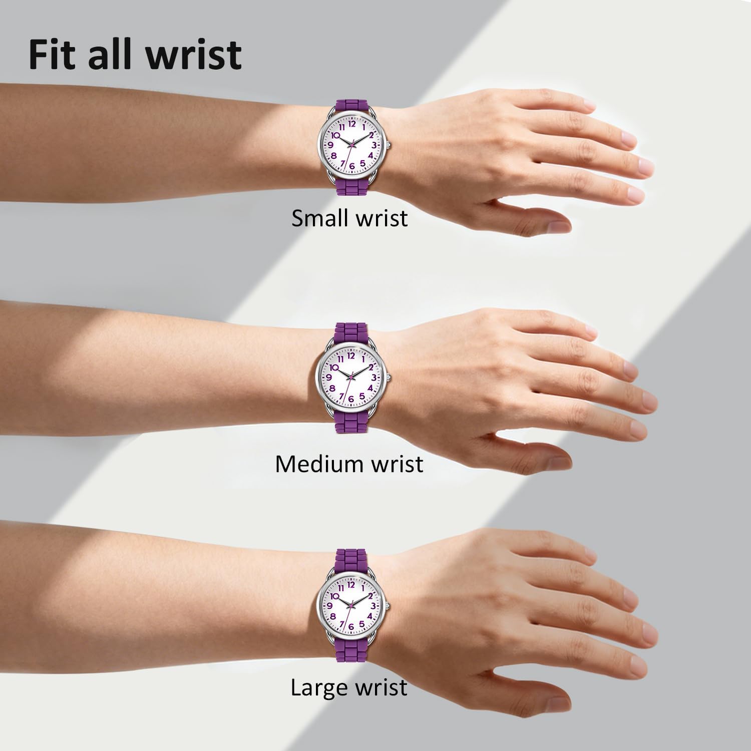 Bisley 35Mm Watches For Women Big Face Easy Reader Silicone Strap Water Proof