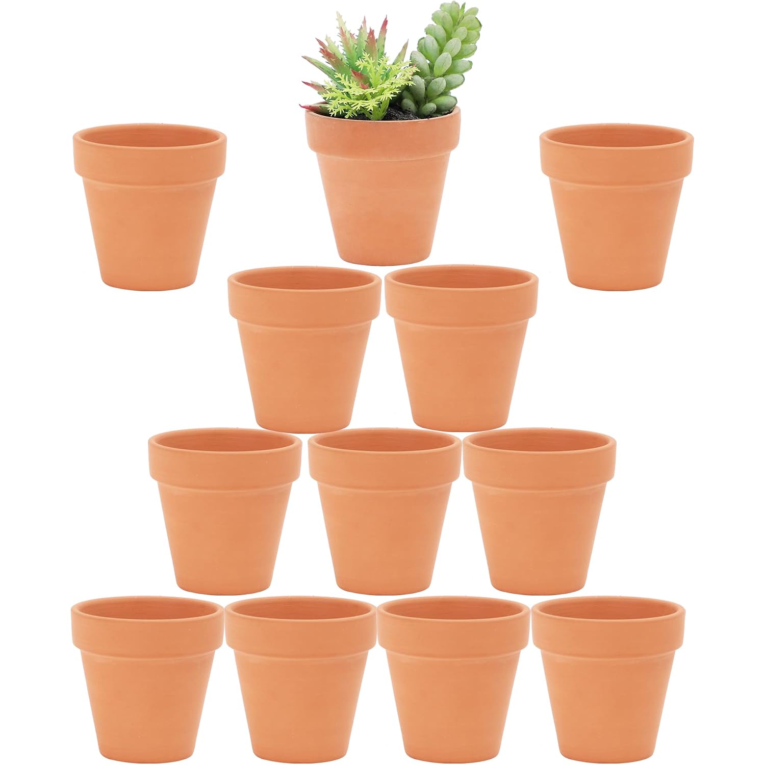 Yishang 2.5 Inch Terracotta Pots With Drainage Holes,Small Mini Clay Ceramic Pottery Planter,Cactus Flower Terra Cotta Pots,Succulents Nursery Pots For Indoor/Outdoor Plants,Crafts,Wedding-12 Pack