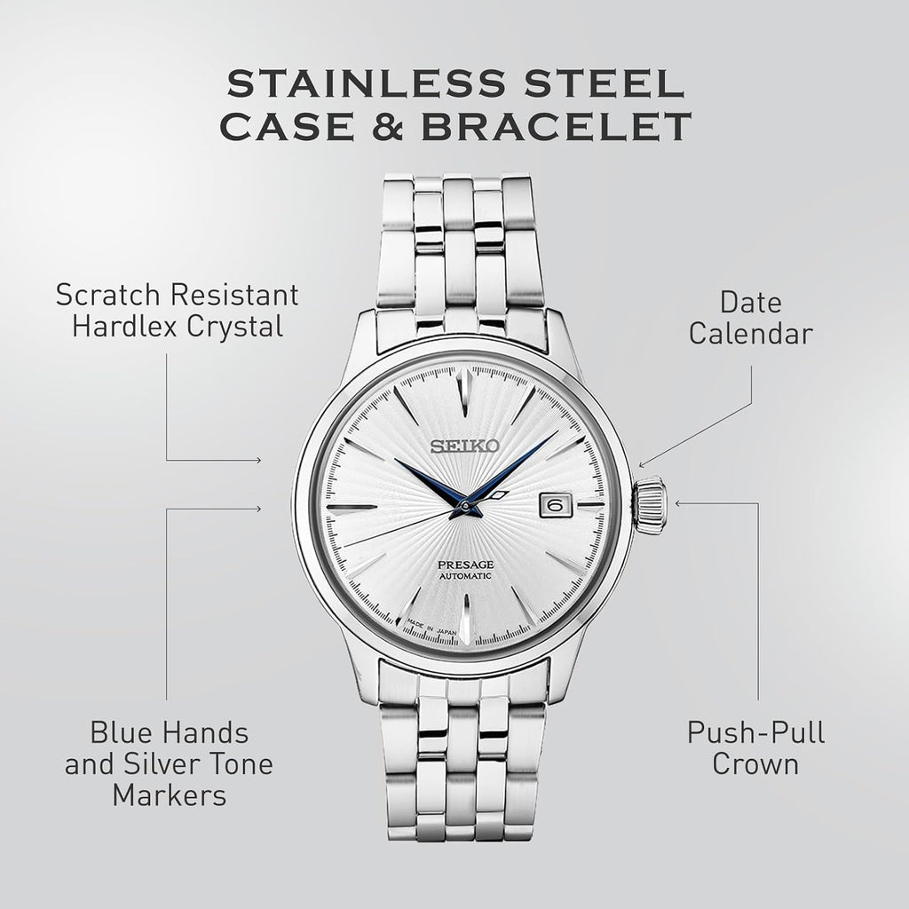 Seiko Automatic Watch For Men - Presage Collection - Stainless Steel, Water-Resistant 50M