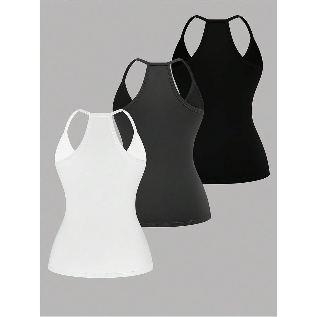 Soly Hux Women'S Plus Size V Neck Camisole 3 Packs Sleeveless Basic Tops Slim Fit Racerback Cami Shirts