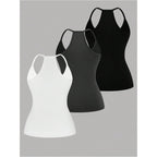 Soly Hux Women'S Plus Size V Neck Camisole 3 Packs Sleeveless Basic Tops Slim Fit Racerback Cami Shirts