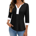 3/4 Length Sleeve Womens Tops Dressy Casual Blouses for Women V Neck Trendy T Shirts Dress Shirts Work Tops