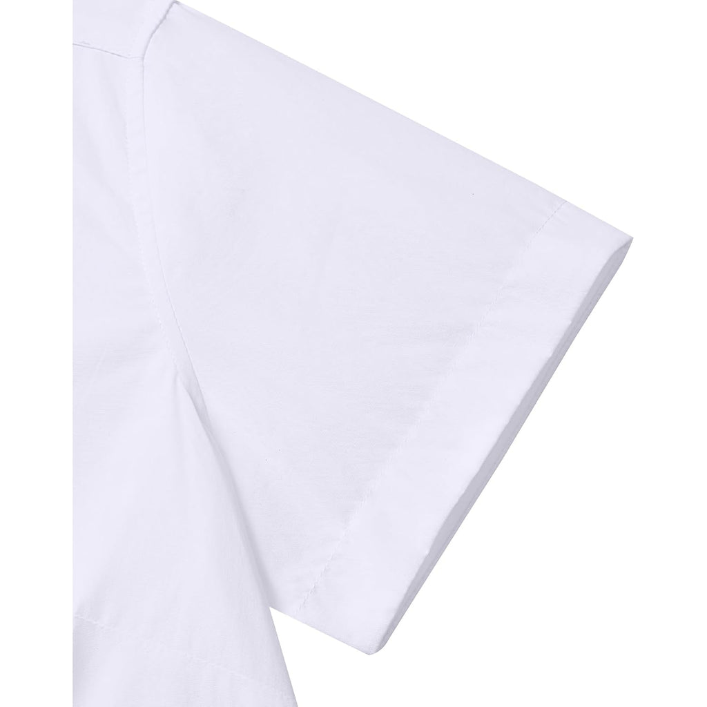 Siliteelon Button Down Shirts For Women Short Sleeve Cotton Dress Shirt Collared Wrinkle Free Work Business Office Blouse