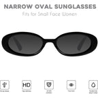 mosanana Retro Tiny Oval Sunglasses for Women with Small Face Narrow Style MS52360