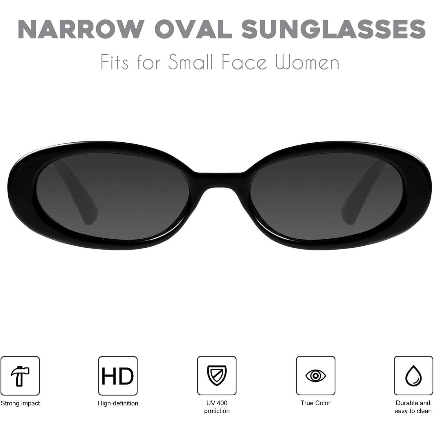 mosanana Retro Tiny Oval Sunglasses for Women with Small Face Narrow Style MS52360