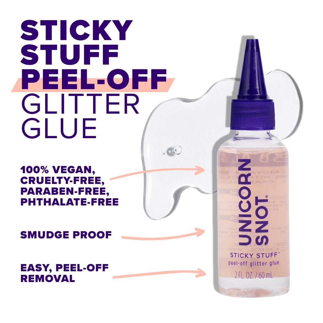 UNICORN SNOT Glitter Glue Primer | Sticky Stuff™ Peel Off Glitter Glue for Long-Lasting Perfection | Halloween Costume Makeup, Dries Clear