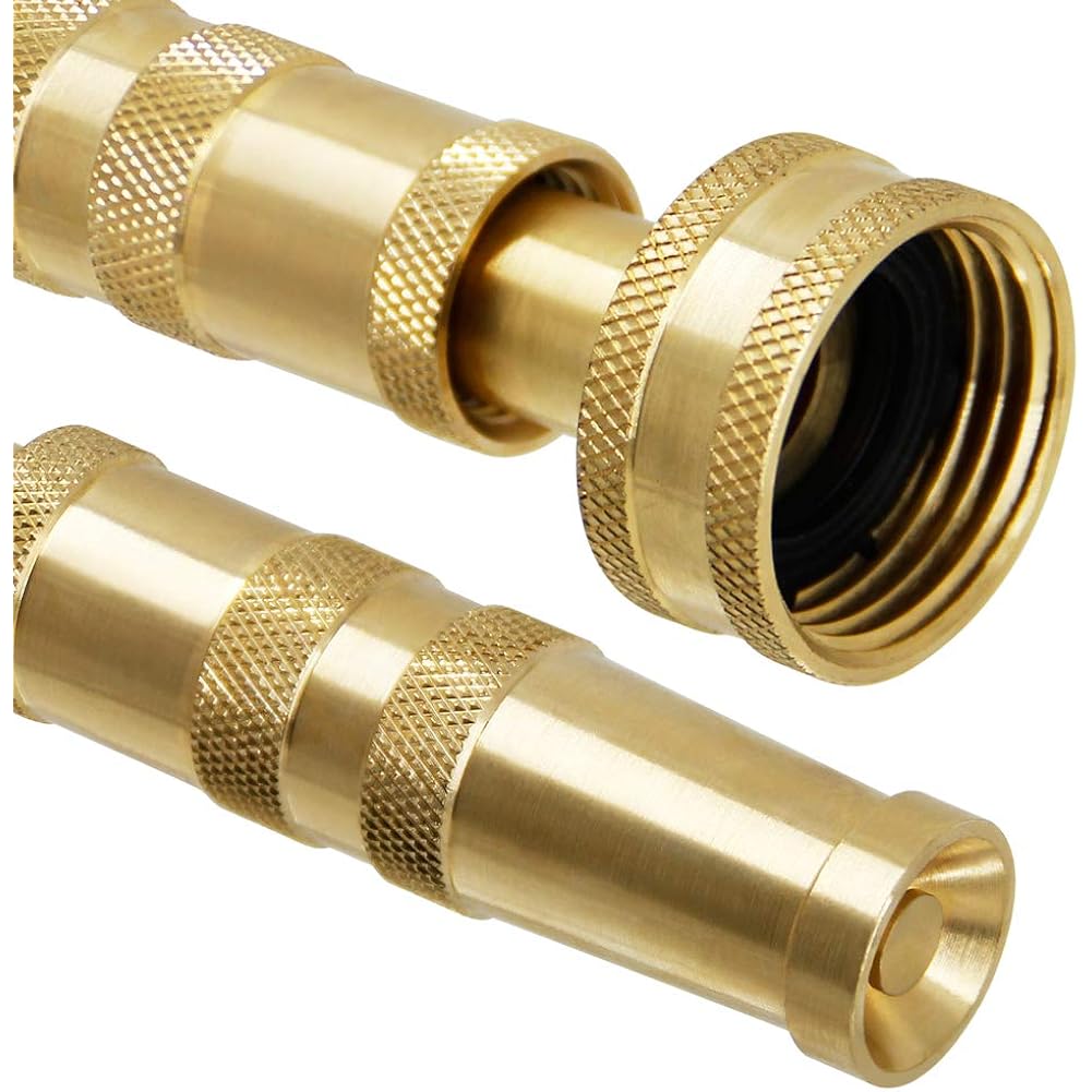 Twinkle Star Heavy-Duty Brass Adjustable Twist Hose Nozzle, 2 Pcs | 3/4” Ght Brass Garden Hose Nozzle, Adjustable Water Flow