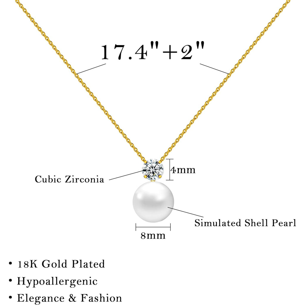PEALICIOUS Single Pearl Necklace as Birthday Gifts for Mom, Bonus Mom Gifts for Step Mother from Daughter Son, Mother in Law Necklace with CZ from Bridal as Mother of the Groom Jewelry Gifts