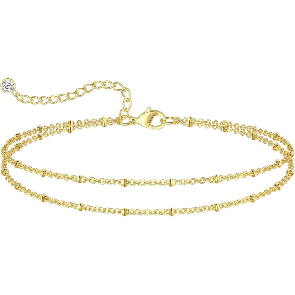 Nanafast Ankle Bracelets for Women, 14k Gold Plated Ankle Bracelet for Women, Cute Dainty Anklets, Adjustable Beach Jewelry