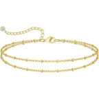 Nanafast Ankle Bracelets for Women, 14k Gold Plated Ankle Bracelet for Women, Cute Dainty Anklets, Adjustable Beach Jewelry