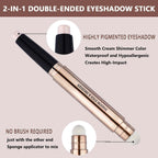 Saubzean Light Gold Eyeshadow Stick Makeup, Waterproof Hypoallergenic Long Lasting Crayon, Glitter Primer Palette Shimmer Eyeliner Pen With Soft Brush