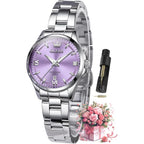OLEVS Watches for Women Luxury Elegant Stainless Steel Waterproof Luminous Diamond Women's Fashion Watch Ladies Watches for Small Wrists