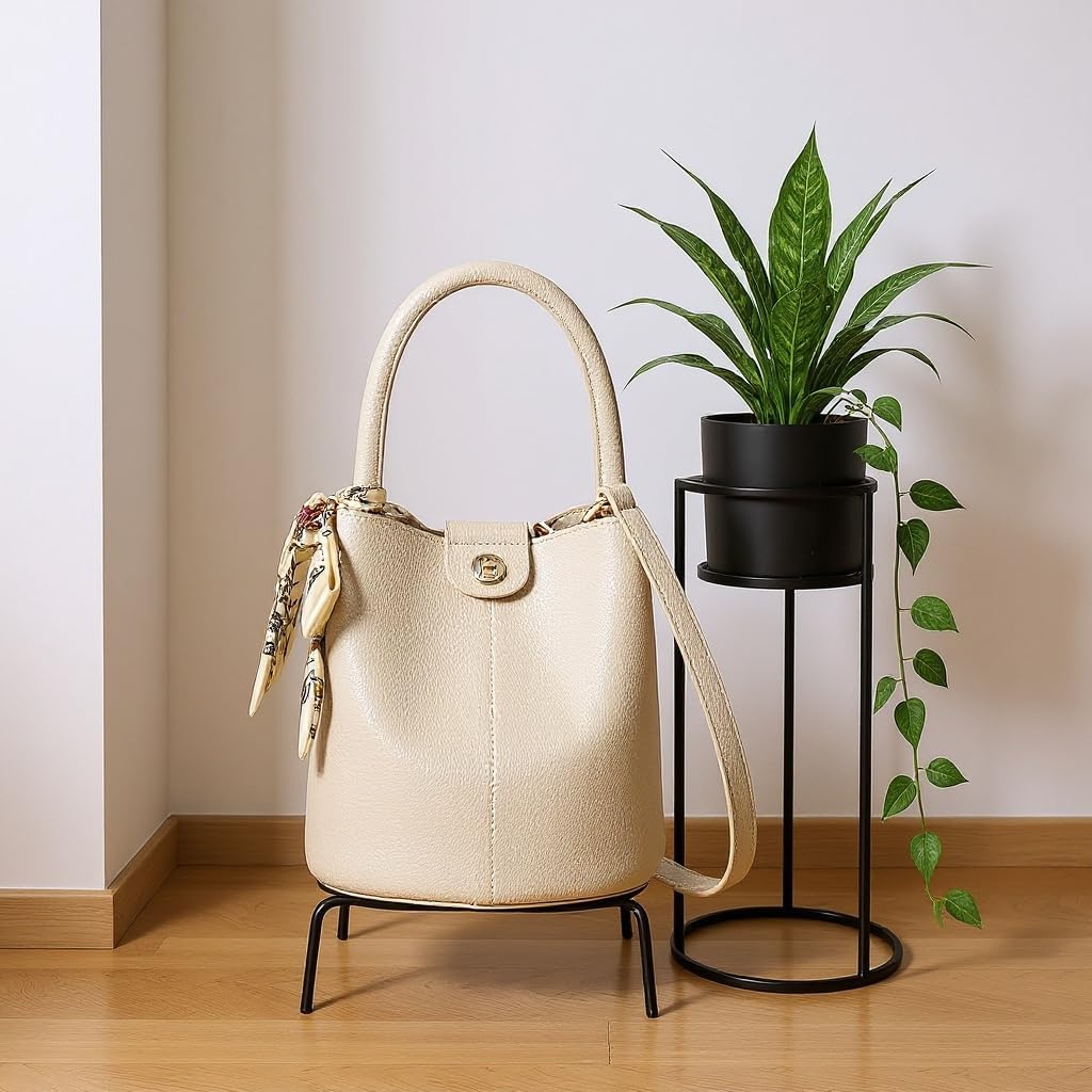 Bostanten Small Crossbody Bags For Women Vegan Leather Mini Bucket Handbag Removable Shoulder Strap
