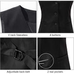 V Vocni Women'S Fully Lined 4 Button V-Neck Economy Dressy Suit Vest Waistcoat