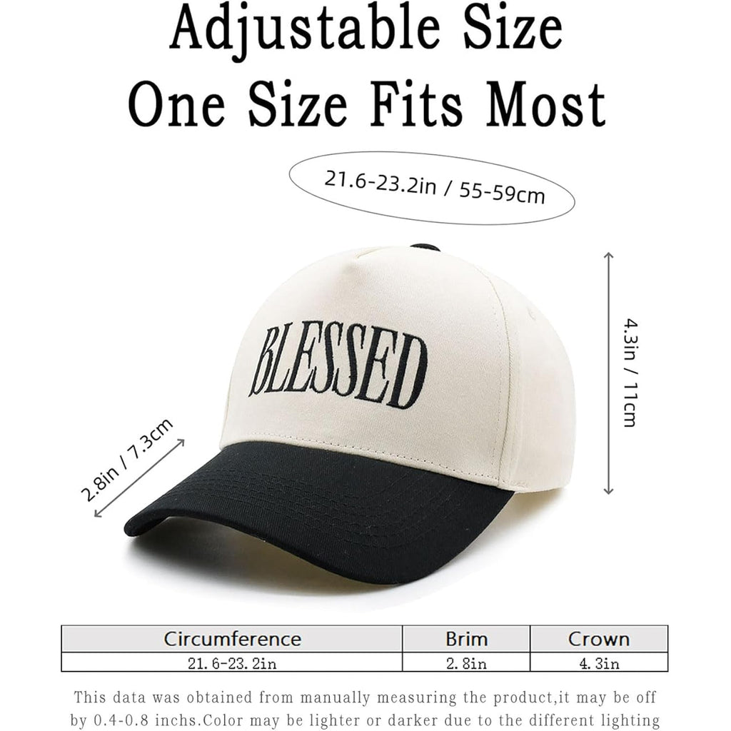Blessed Trucker Hat, Vintage Embroidered Christian Baseball Caps for Men & Women, Trendy Religious/Birthday Gifts Blessed-black/Beige
