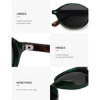 SOJOS Retro Oval Round Polarized Sunglasses Womens Mens, Small Chic Vintage Trendy Sunnies SJ2611 Dark Green/Grey